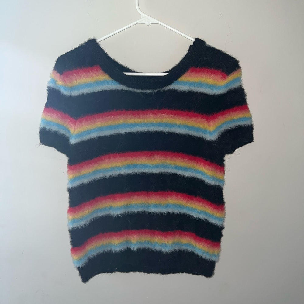 Multi Colored Faux Fur Crop Top